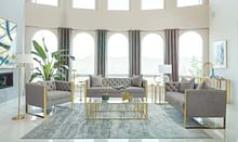 Enterprise Tufted Velvet 2 Pc Set in Grey